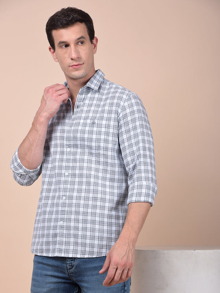 White Checked 100% Cotton Shirt