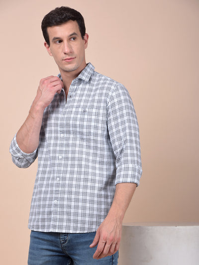 White Checked 100% Cotton Shirt