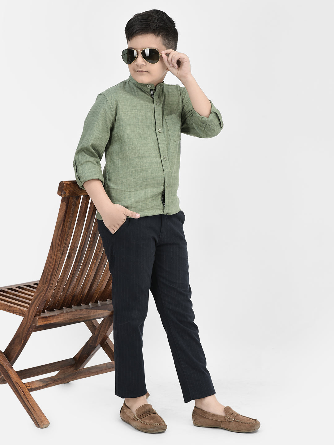 Navy Blue Vertical Stripes Trousers