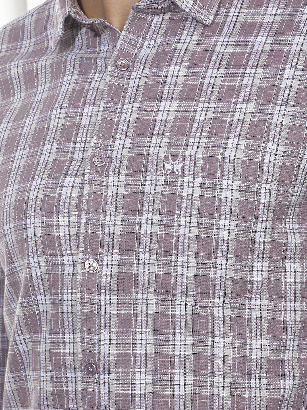 Purple Checked 100% Cotton Shirt