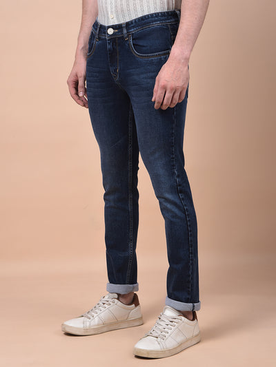 Tailored Trim Navy Blue Jeans