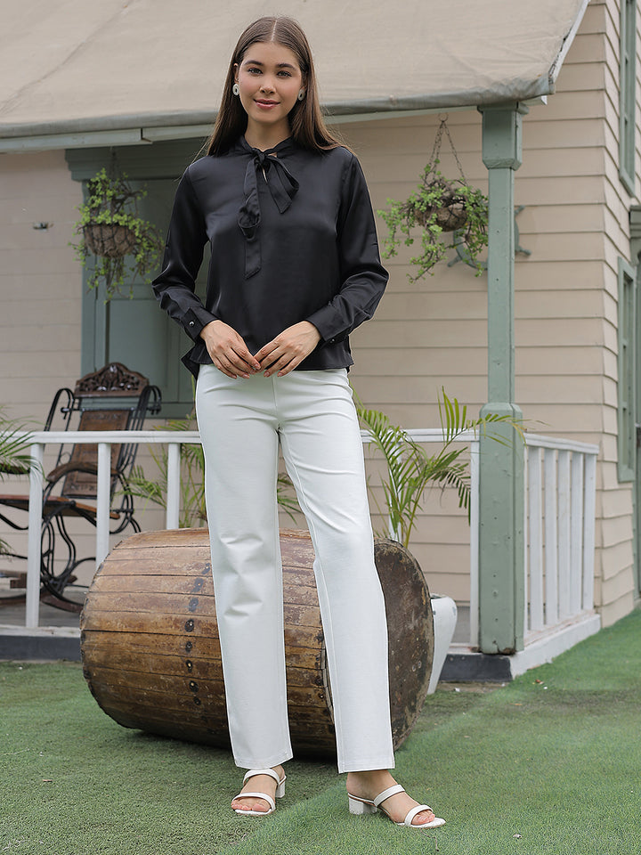 Black Bow Neck Top