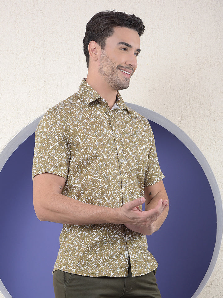Olive Classic Print 100% Cotton Shirt