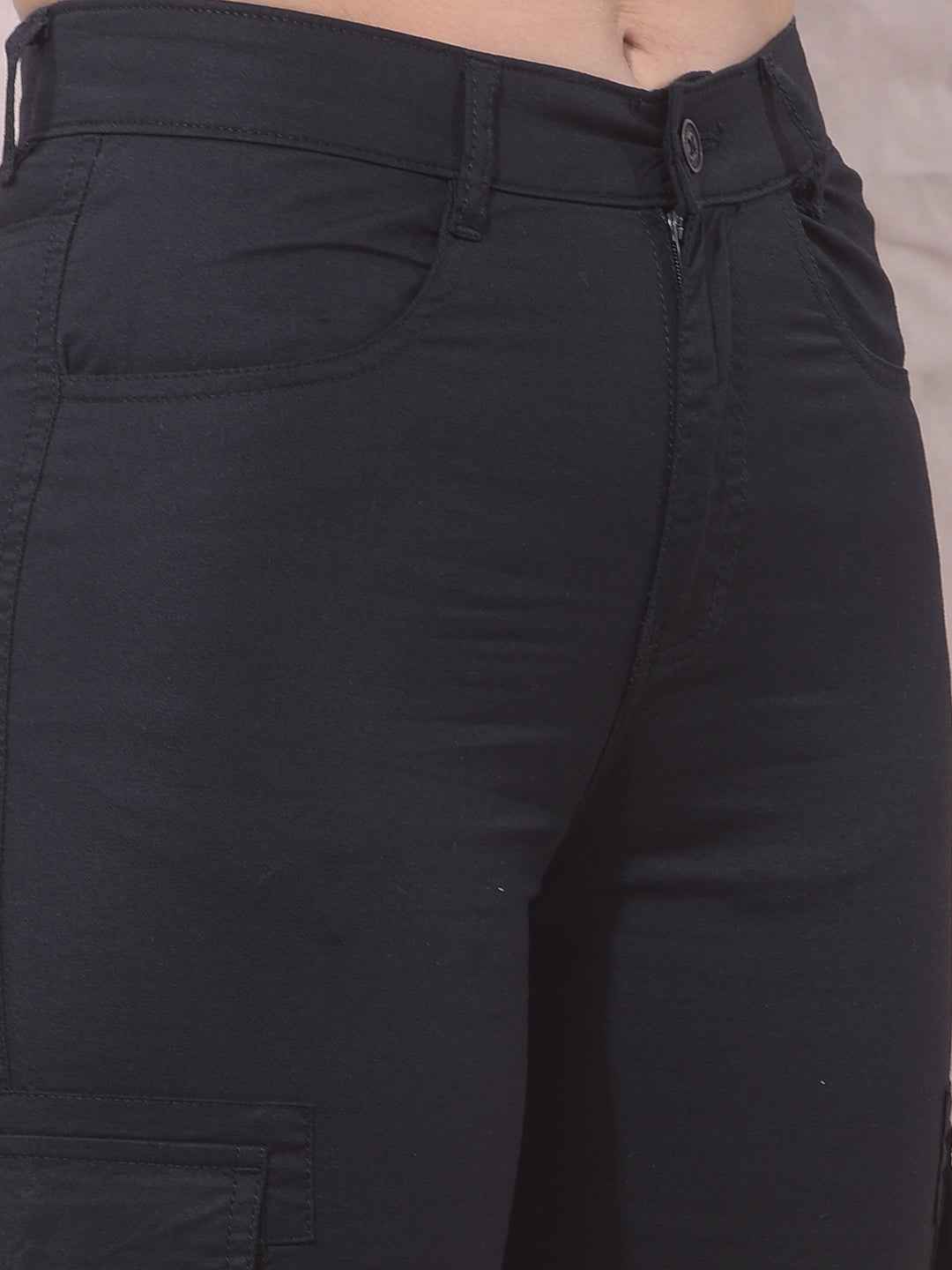 Black Twill Cargo Trousers