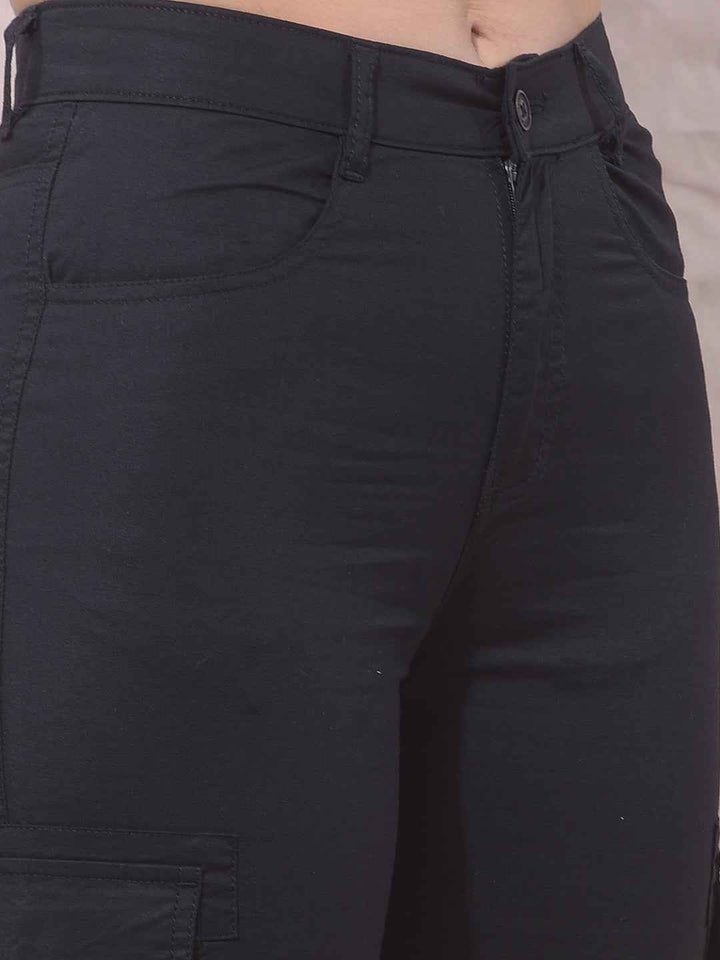 Black Twill Cargo Trousers