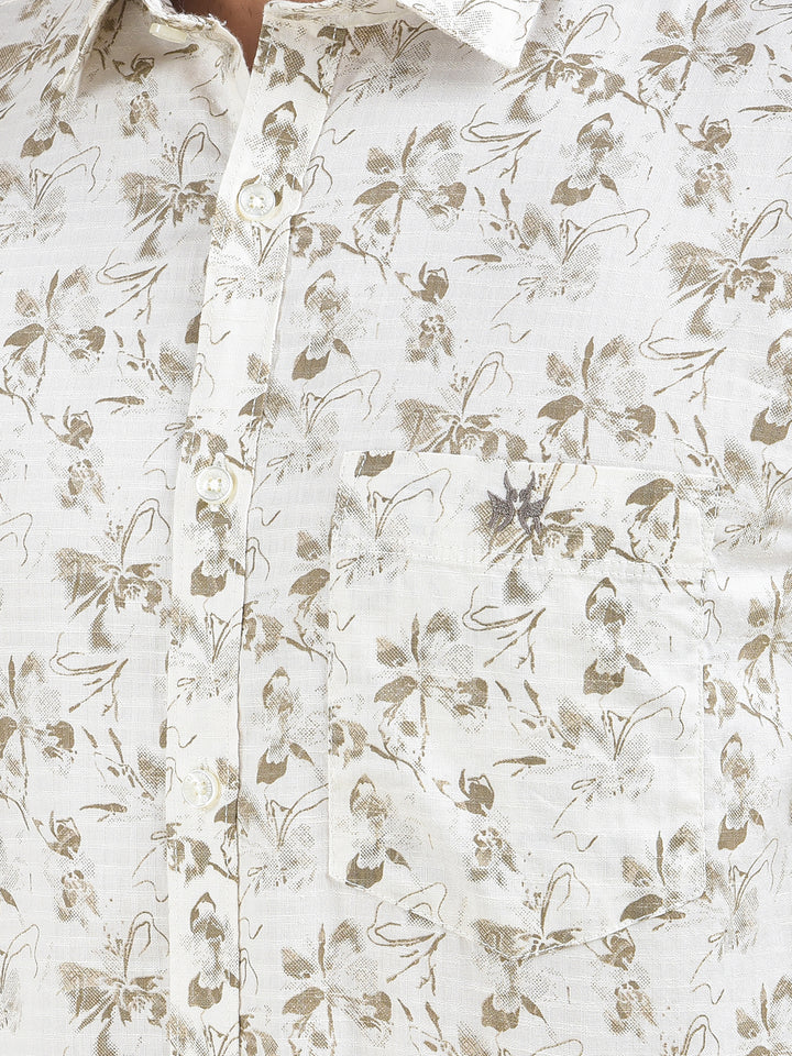 True Form Beige Floral Print Shirt