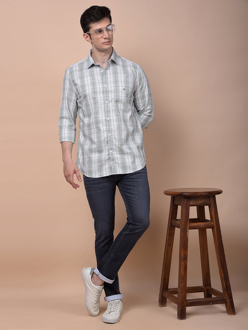Green Checked 100% Cotton Shirt