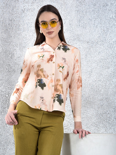 Peach Floral Print Shirt