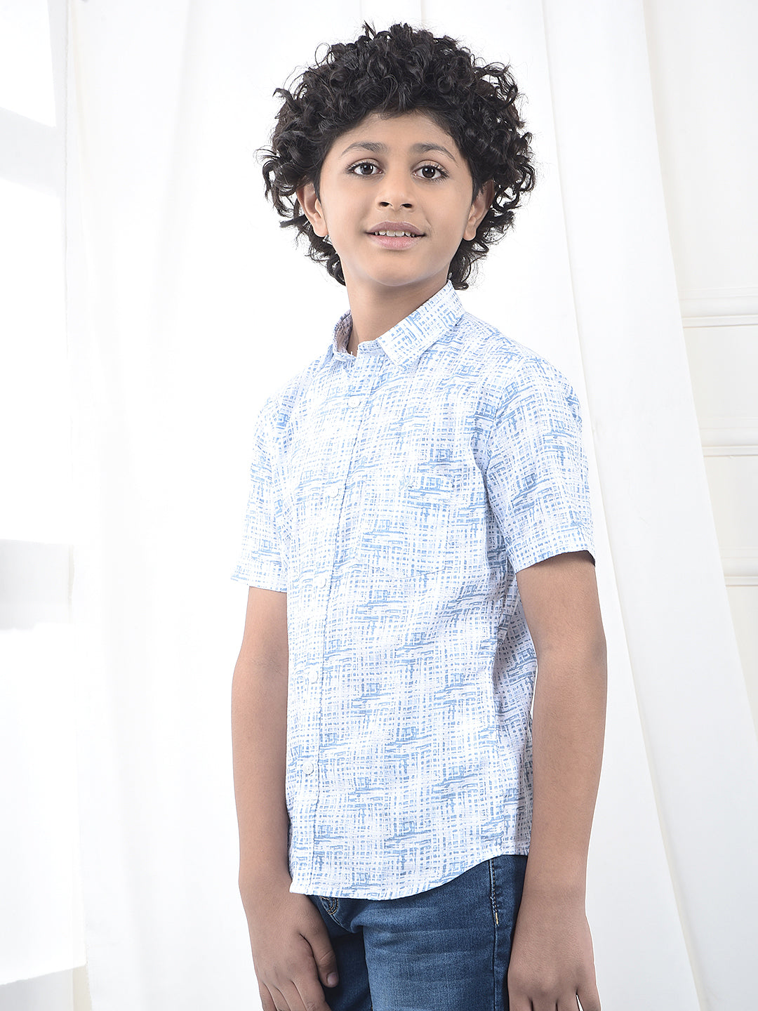 Blue Printed 100% Cotton Shirt