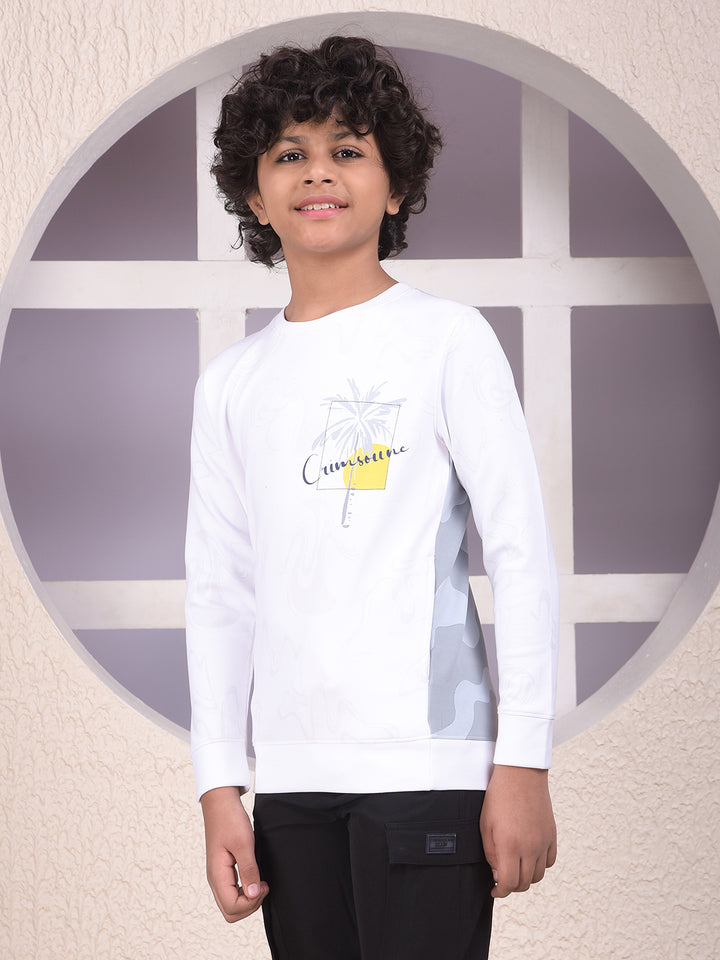 Effortless White Printed Sweatshirt