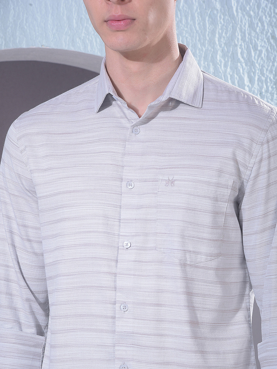 Grey Horizontal Stripes Shirt