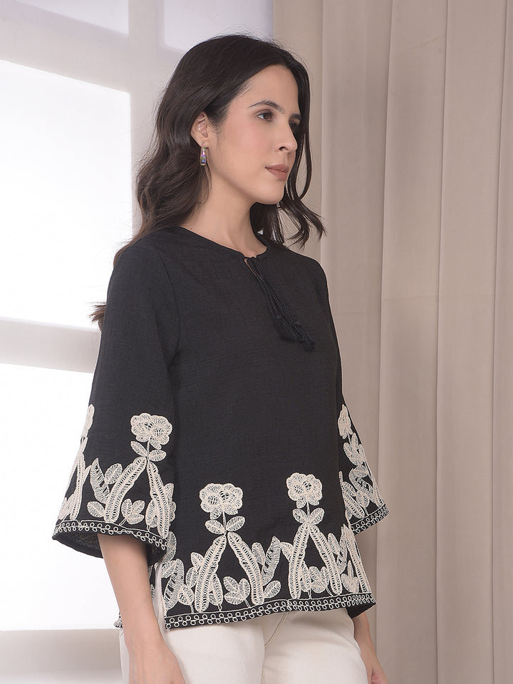 Black Embroidered Top