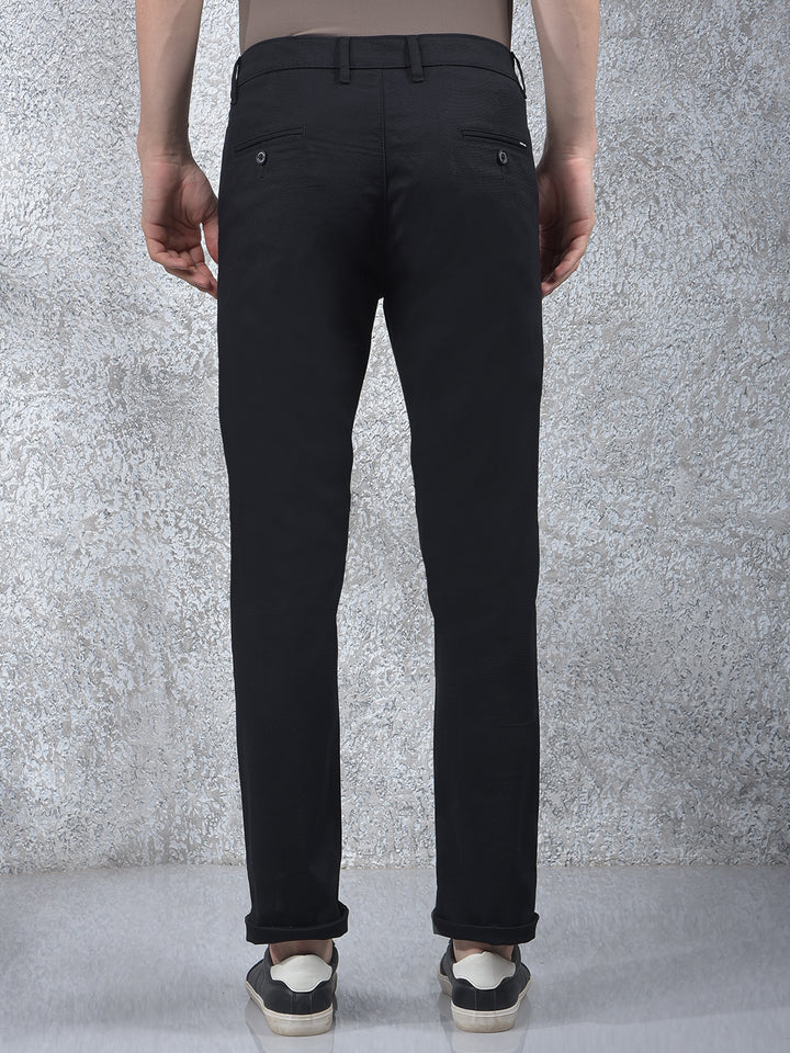 Carbon Dobby Stretch Black Trousers