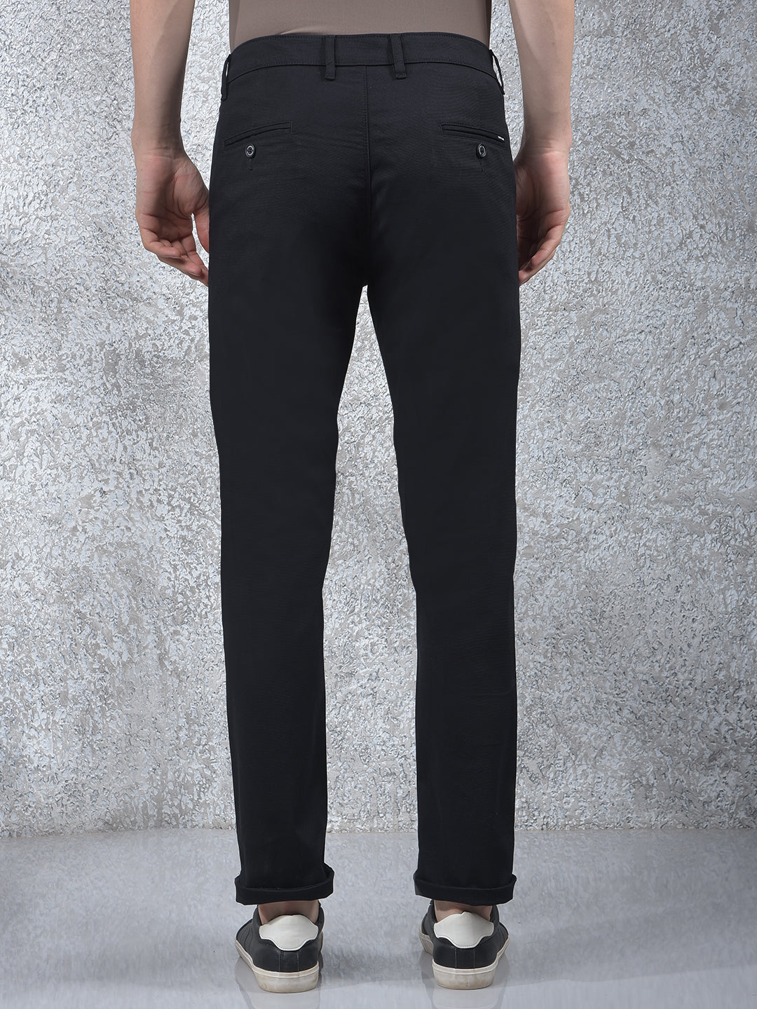 Carbon Dobby Stretch Black Trousers