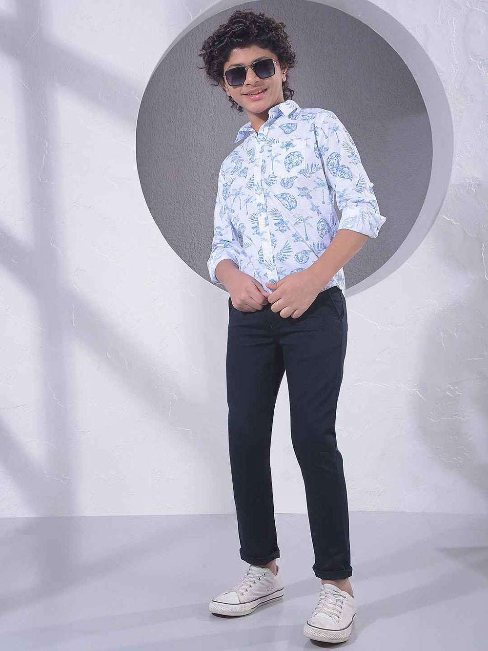 Blue Floral Print Shirt