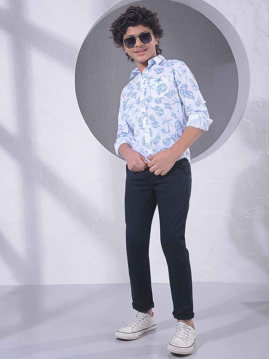 Blue Floral Print Shirt