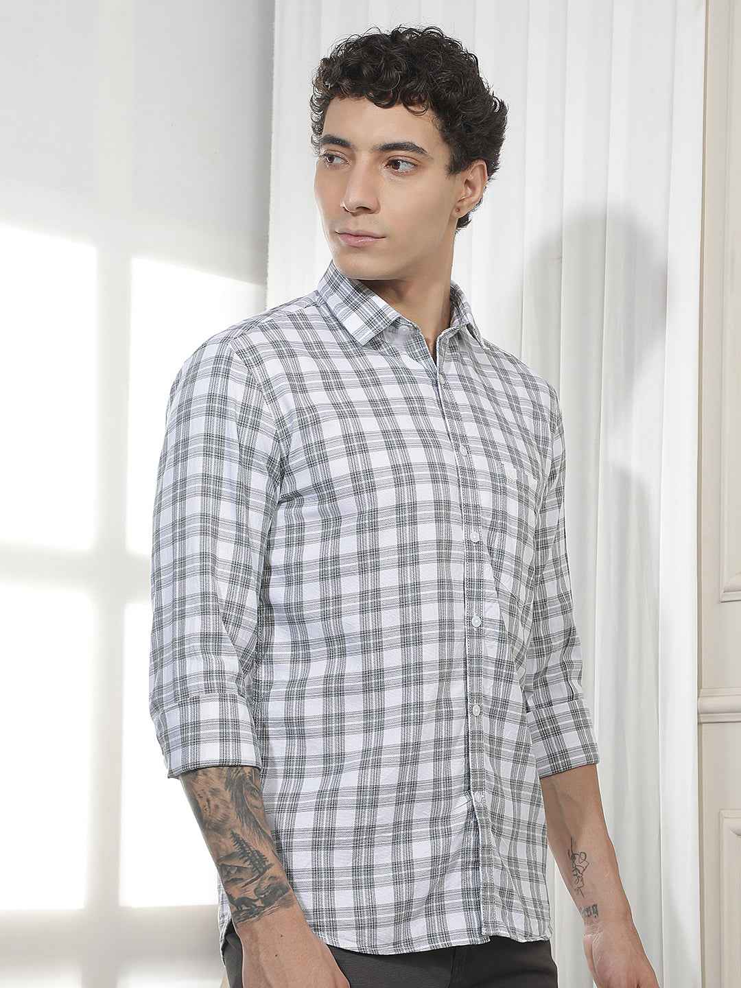 Green Checked 100% Cotton Shirt