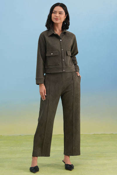 Olive Straight Winter Trousers