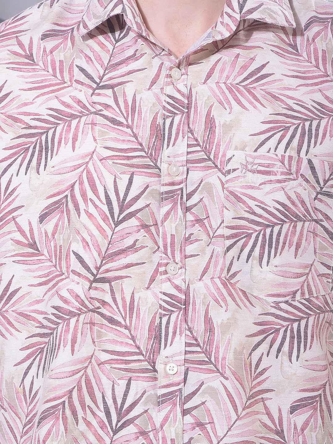 Purple Floral Print Linen Shirt