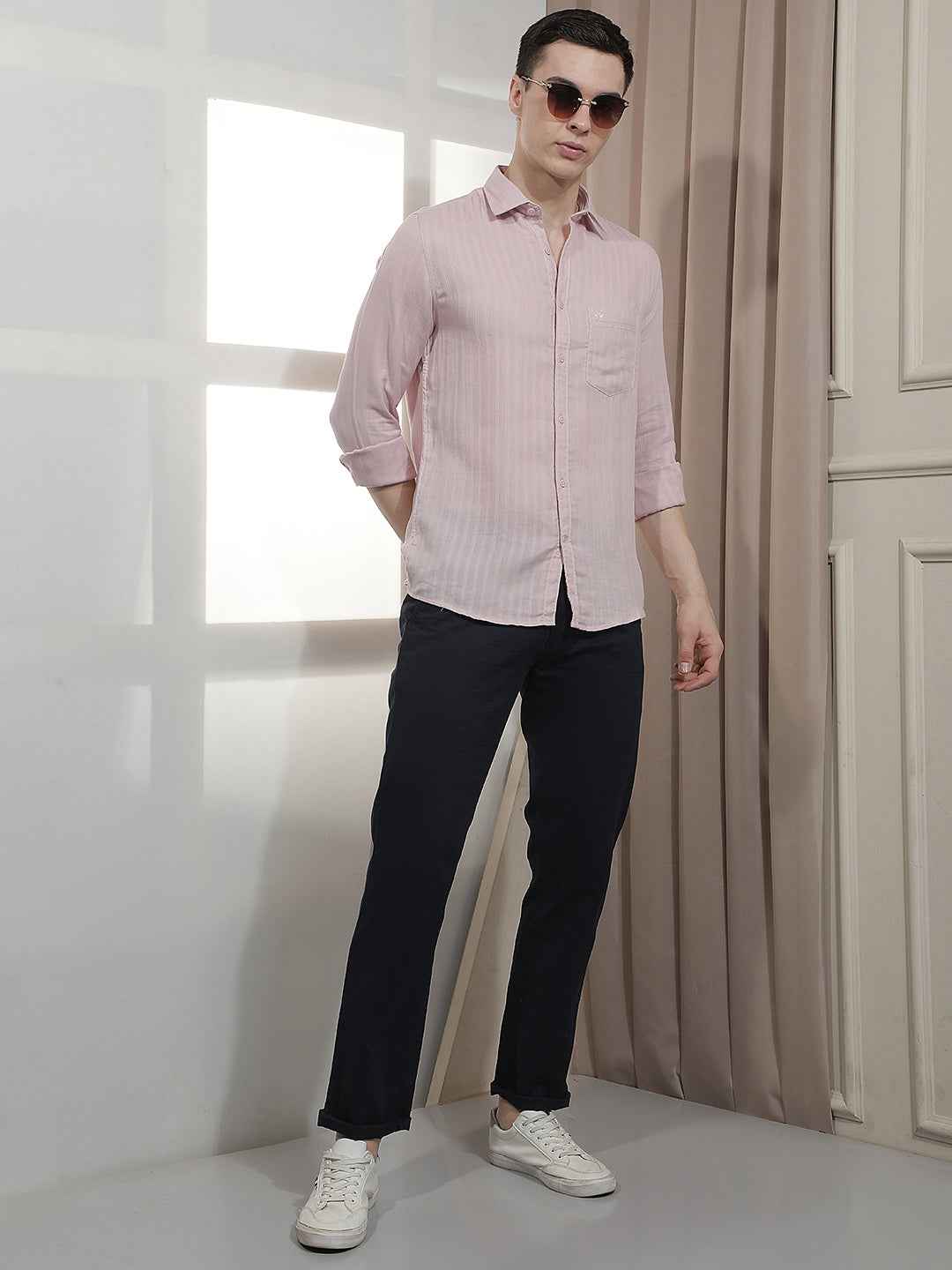 Pink Vertical Stripes Shirt