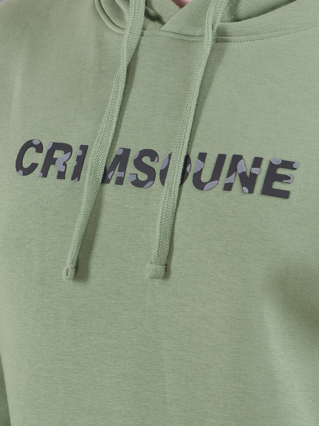Green Typographic Print Hooded Neck Sweatshirt