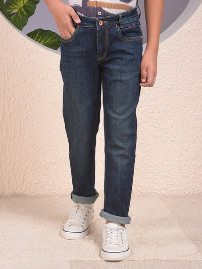 Casual Dark Blue Dark Wash Jeans