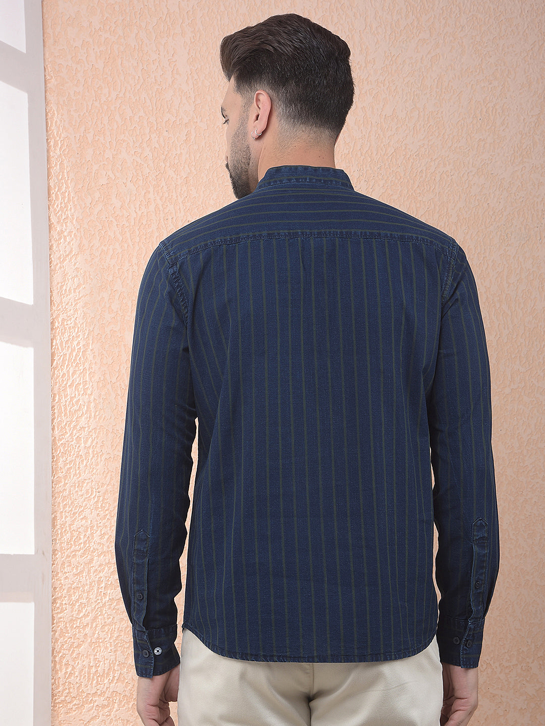 Striped 100% Cotton Green Kurta