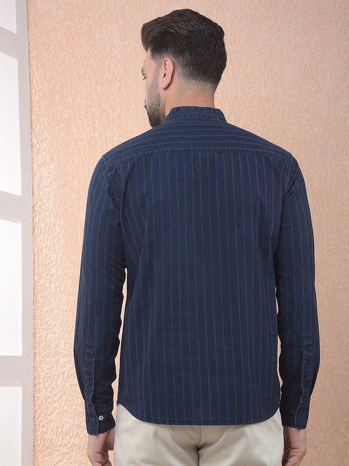 Striped 100% Cotton Green Kurta