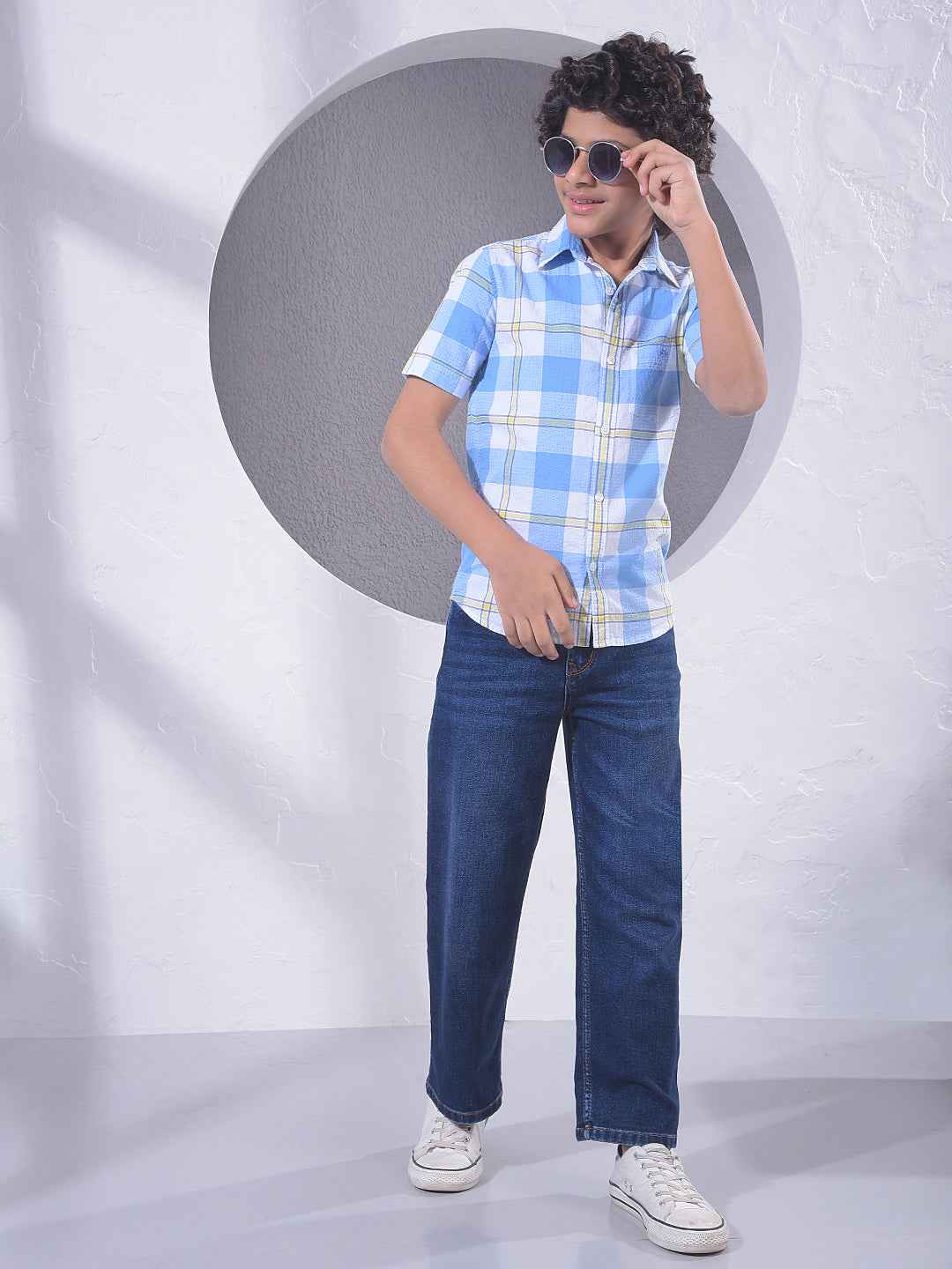 Blue Checked 100% Cotton Shirt