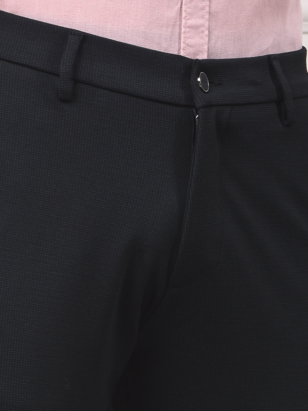 Navy Blue Printed Knitted Trousers