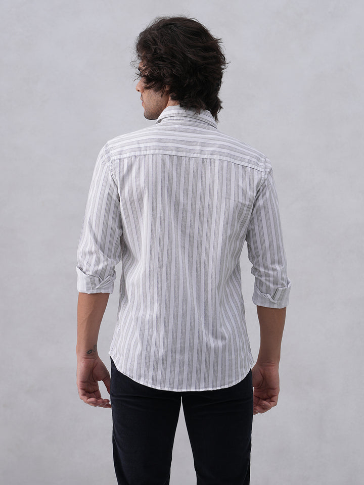 White Vertical Stripes Shirt