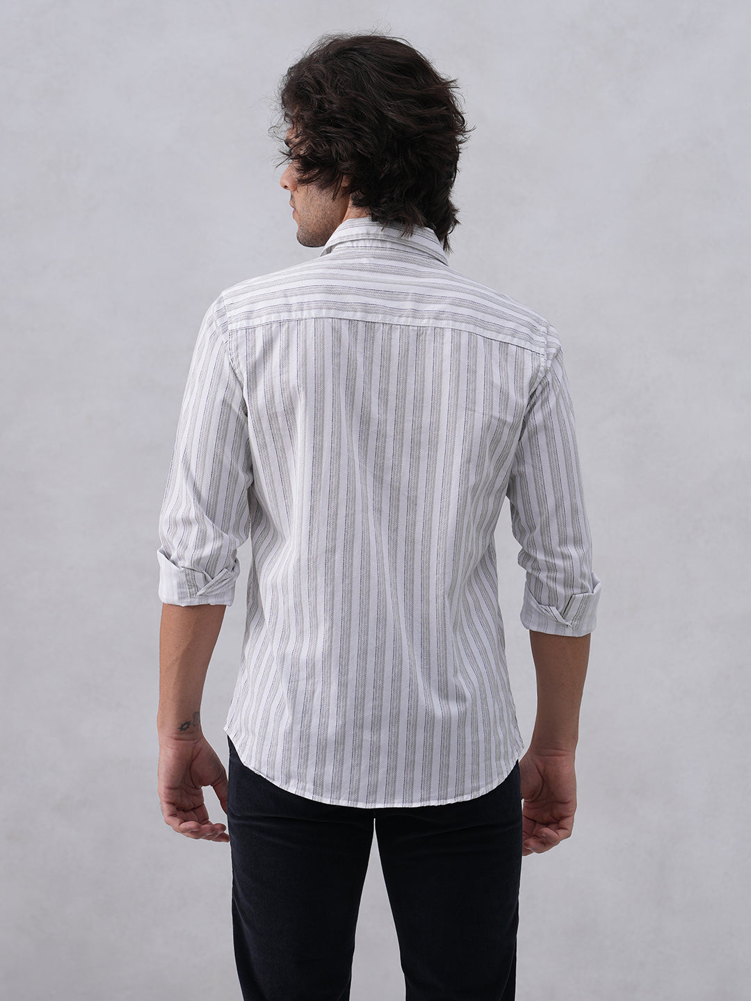 White Vertical Stripes Shirt