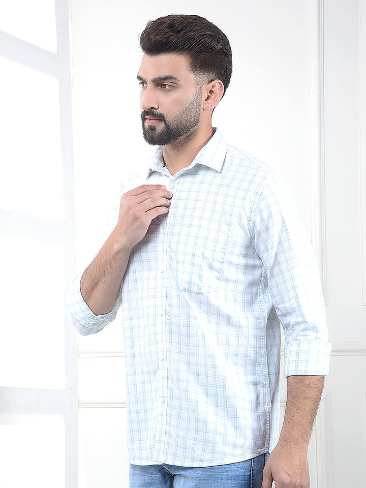 Pinnacle Mint Checked 100% Cotton Shirt