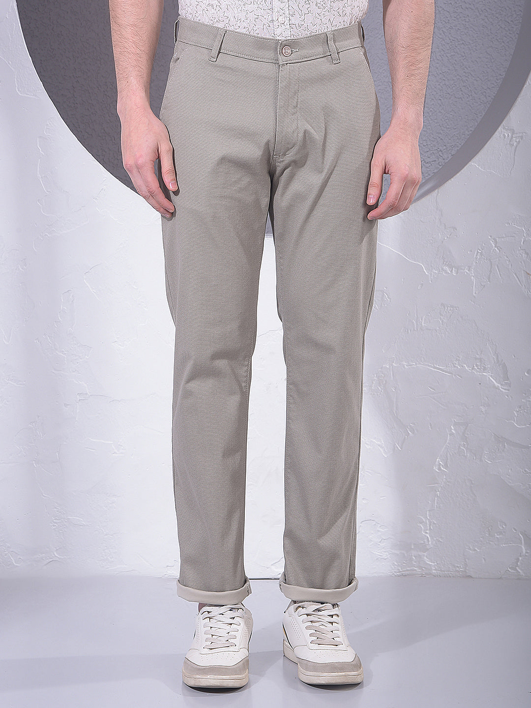 Khaki Straight Knitted Trousers