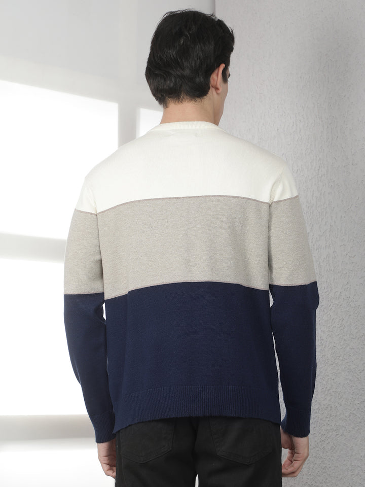 Multicolor Colorblocked Round Neck Sweater