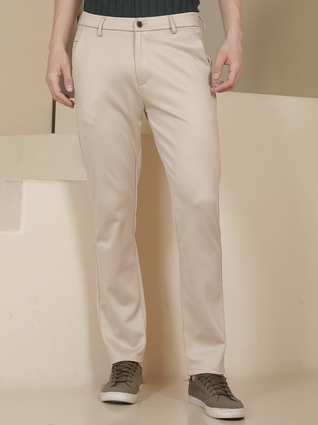 Chic Sand Beige Knitted Trousers