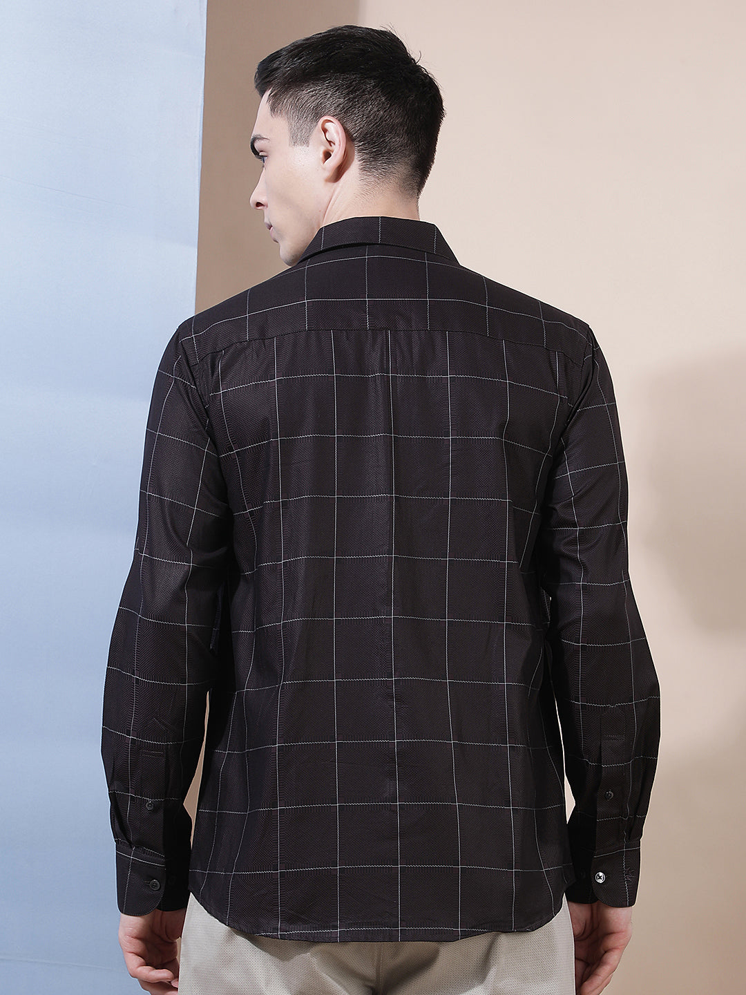 Brown Checked 100% Cotton Shirt