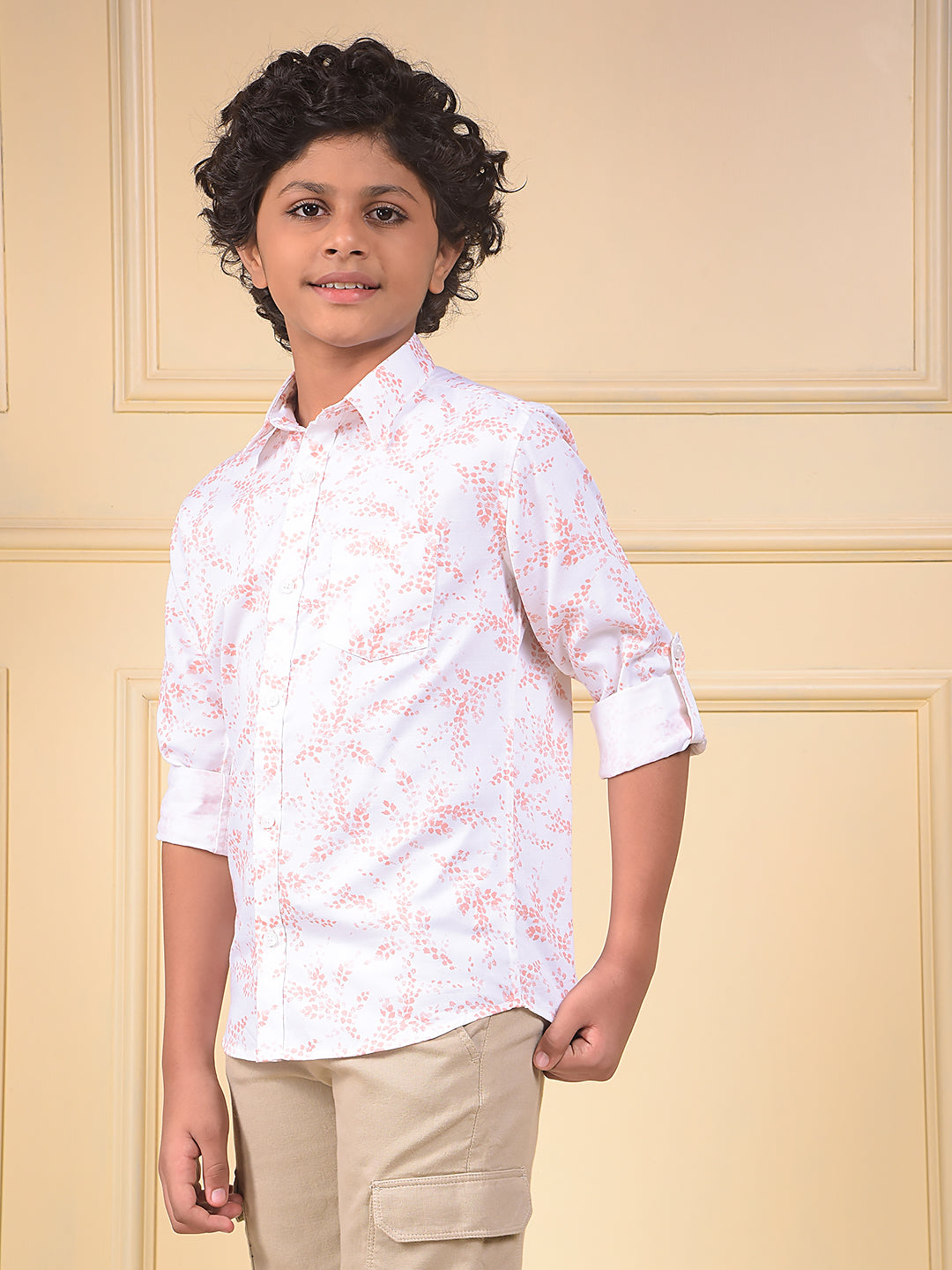 Peach Floral Print Shirt