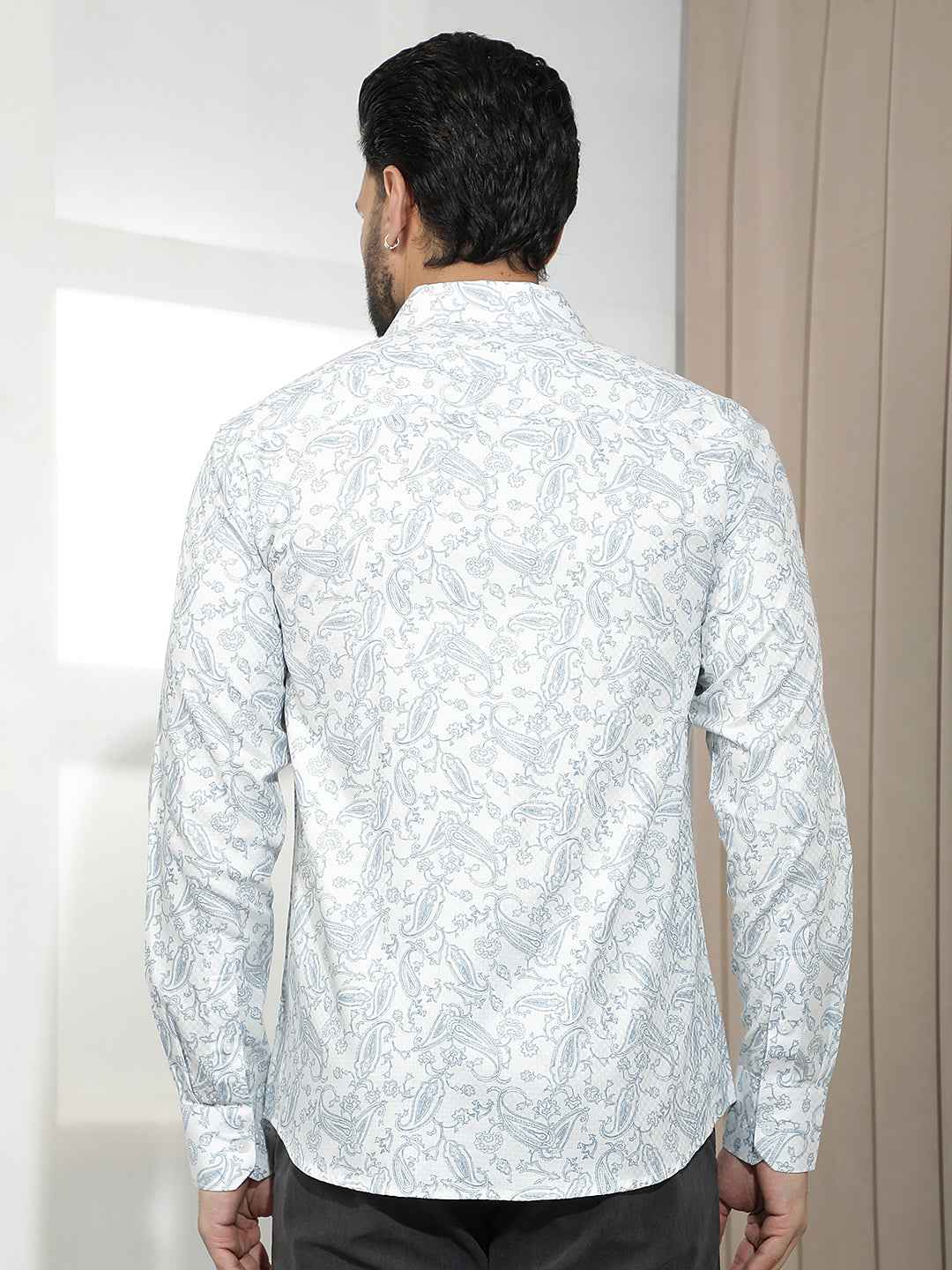100% Cotton Blue Paisley Print Shirt