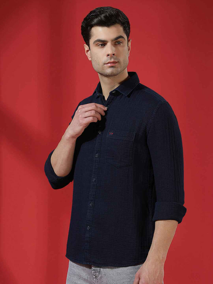 Navy Blue 100% Cotton Shirt