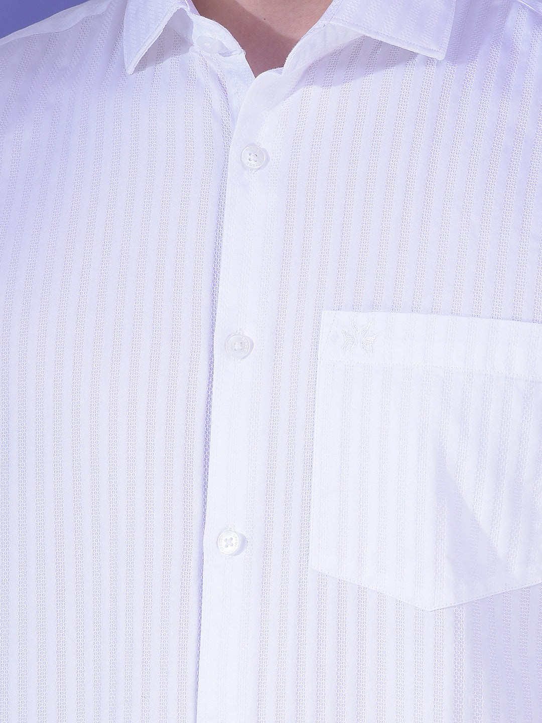 White Vertical Stripes 100% Cotton Shirt