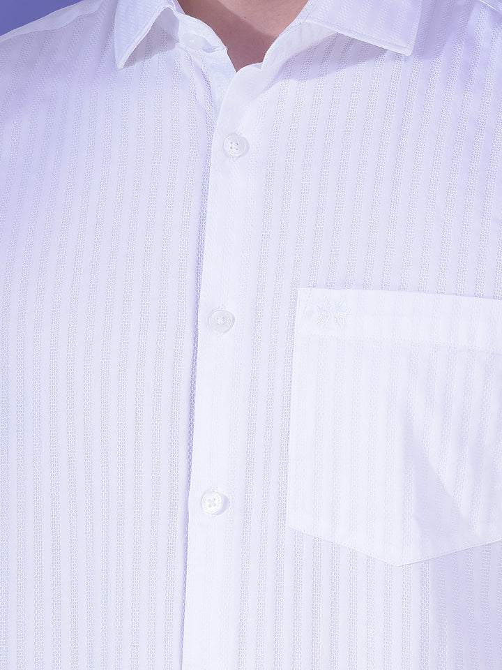 White Vertical Stripes 100% Cotton Shirt
