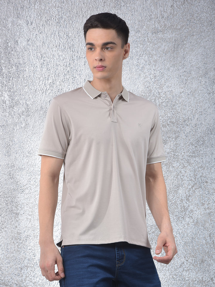 Beige Polo-Neck T-Shirt