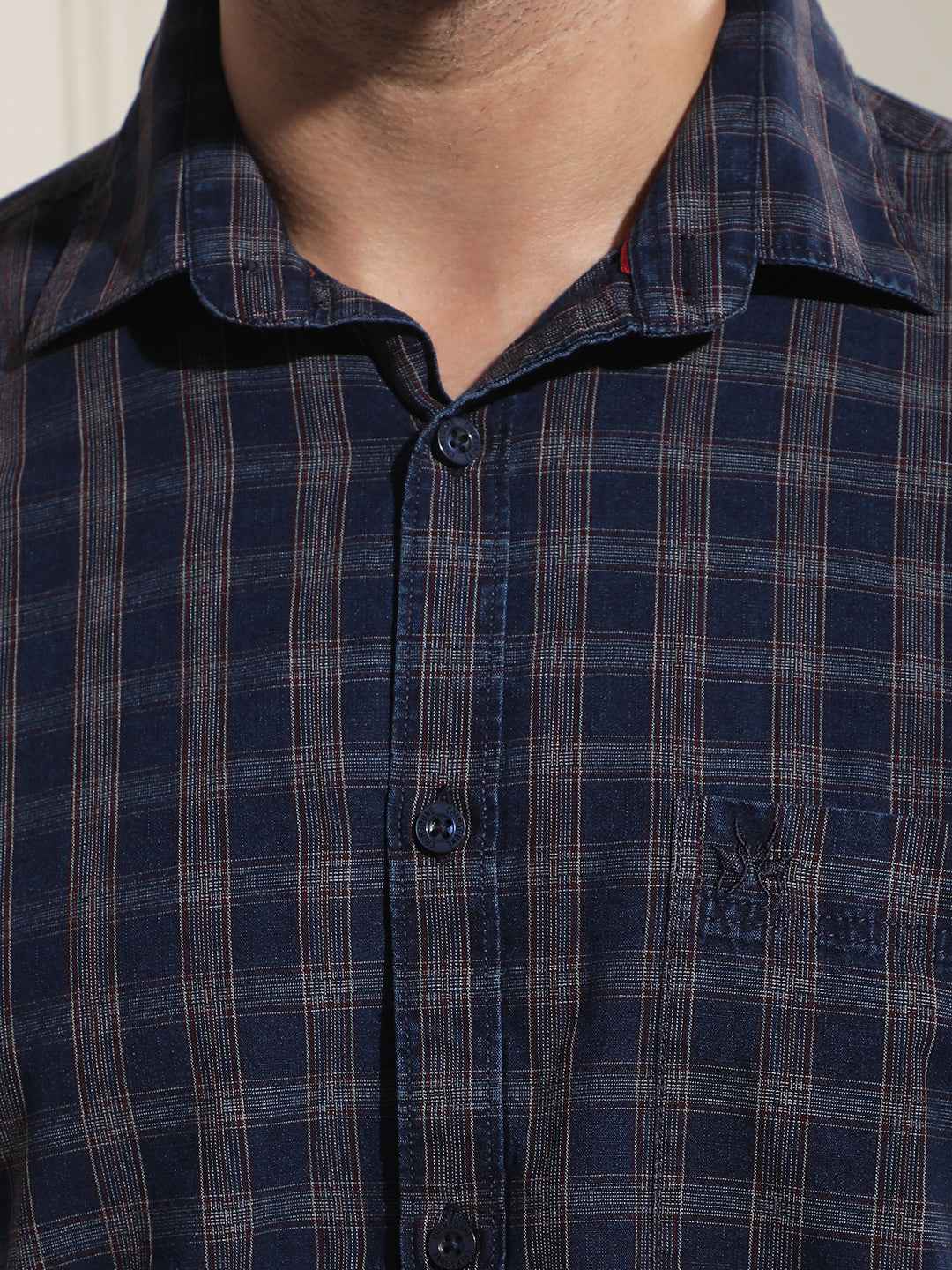 Maroon Checked 100% Cotton Shirt