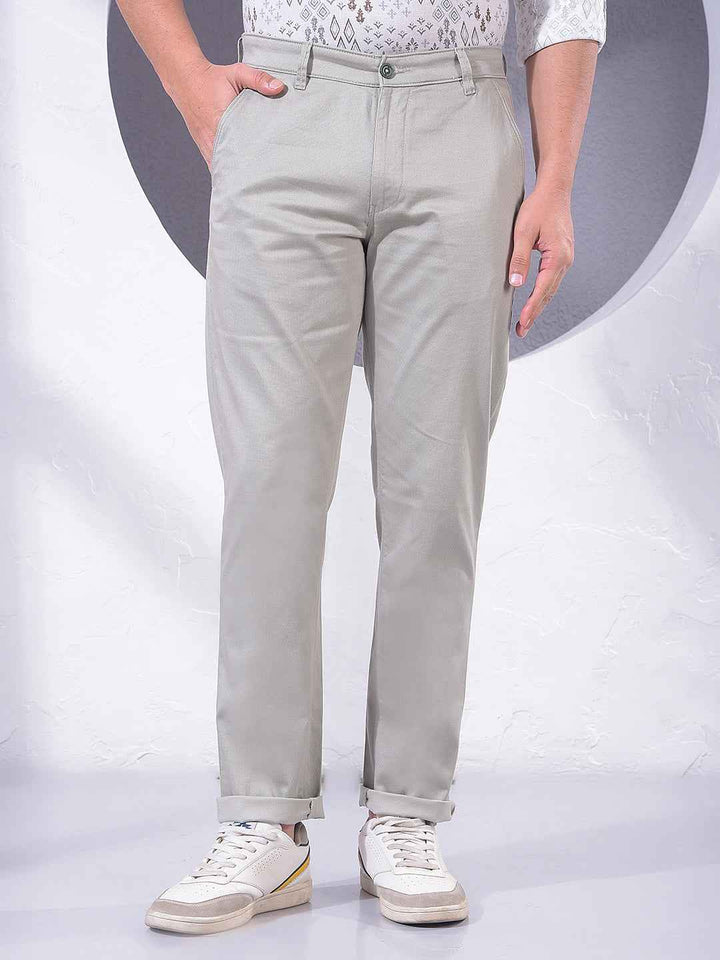 Green Surface Detailed Printed Trousers