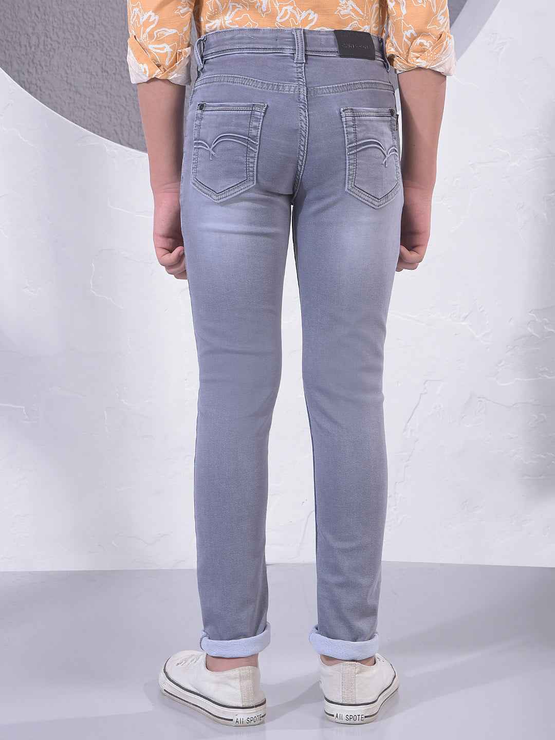 Mist Grey Contemporary Street Jeans