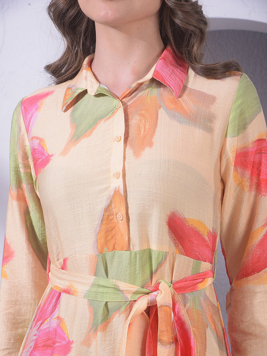 Multi-Color Floral Print Midi Dress