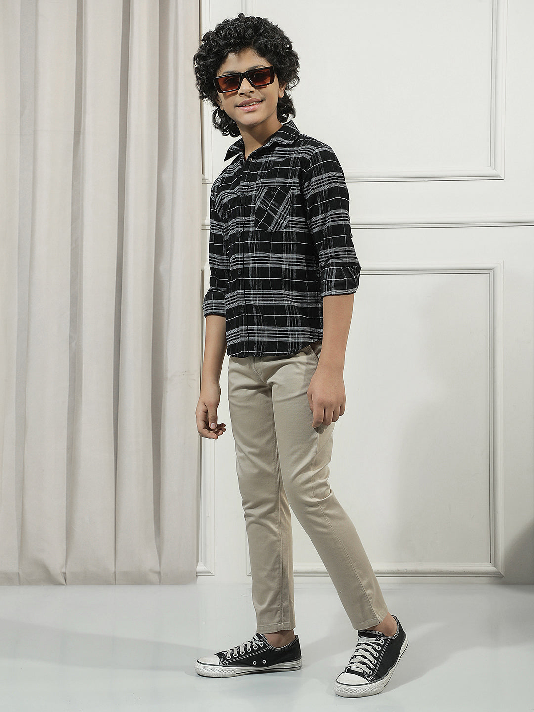 Black Checked Corduroy Shirt