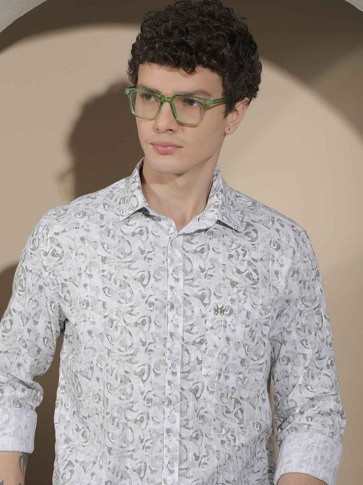 Olive Abstract Print Shirt