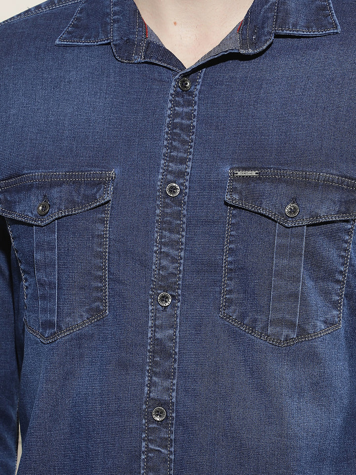 Navy Blue Double Pocket Shirt